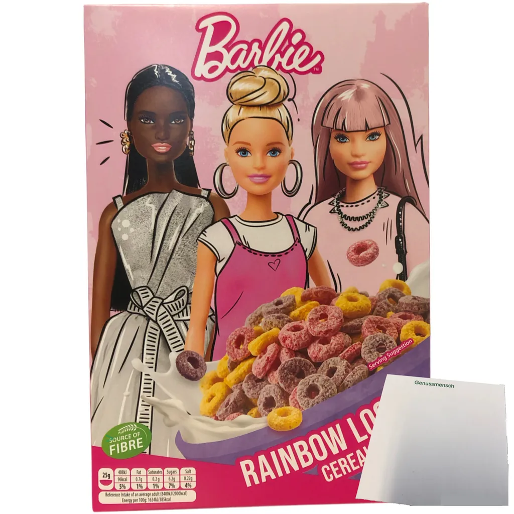 Barbie Rainbow Loops Breakfast Cereal (350g Pack) + usy Block