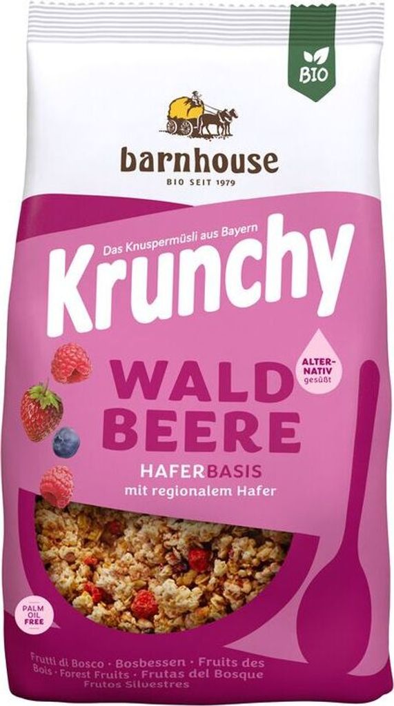 Barnhouse Krunchy Waldbeere alternativ gesüßt -- 375g x 6  - 6er Pack VPE