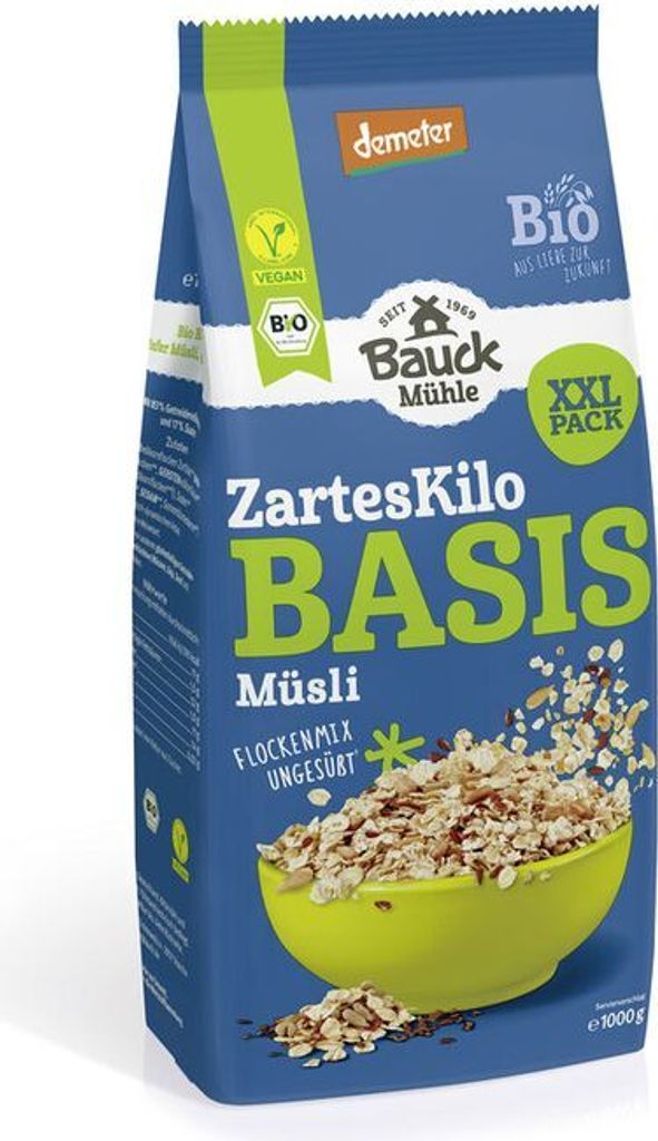Bauckhof Basis Müsli Das zarte Kilo Demeter -- 1000g x 4  - 4er Pack VPE