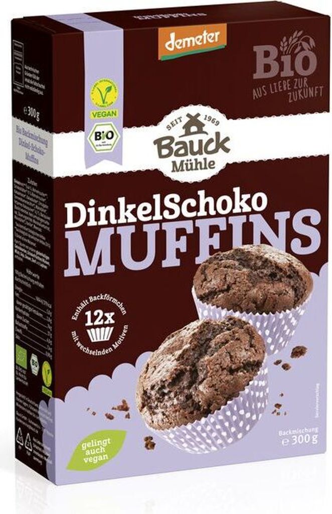 Bauckhof Dinkel Muffins Schoko Demeter -- 300g x 6  - 6er Pack VPE