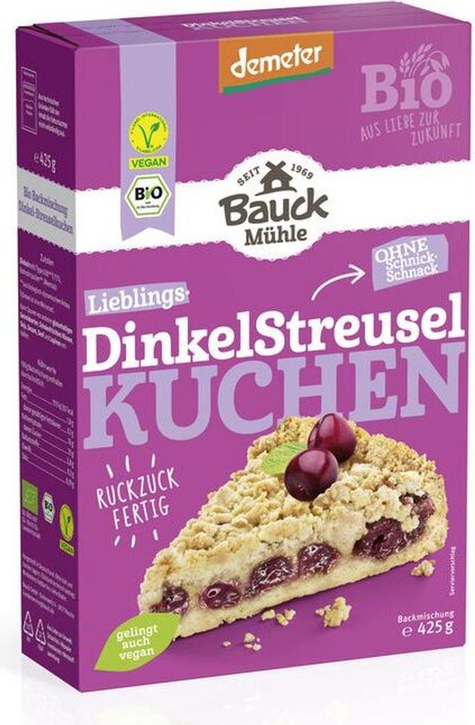 Bauckhof Dinkel Streuselkuchen Demeter -- 425g x 6  - 6er Pack VPE