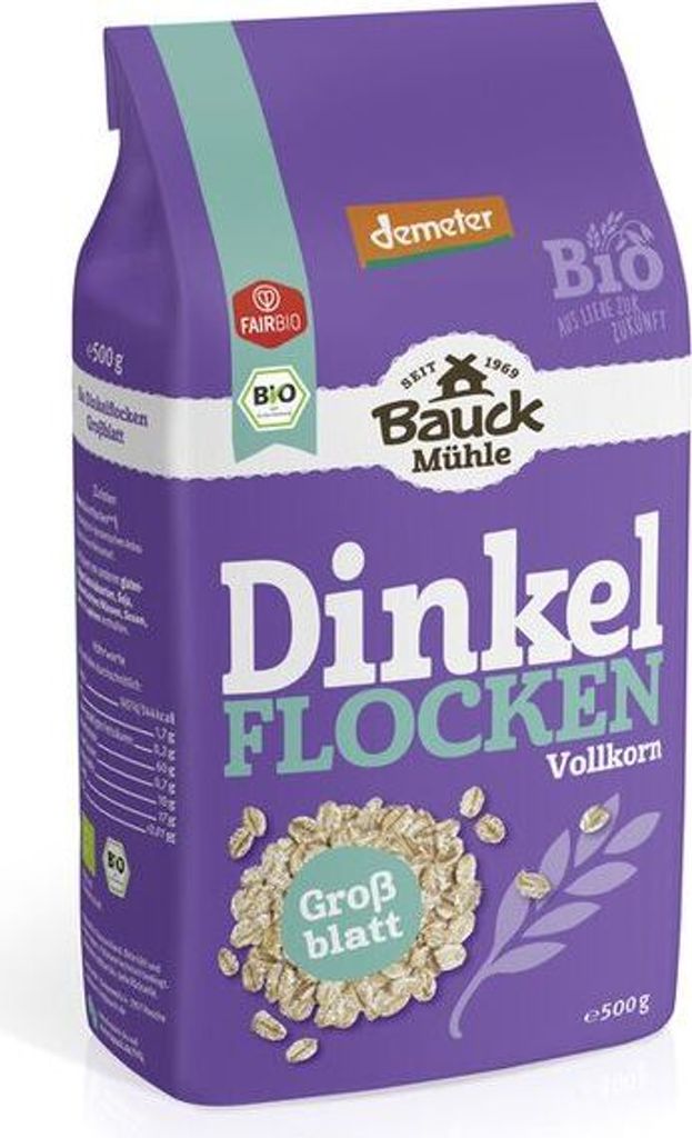 Bauckhof Dinkelflocken Großblatt Demeter -- 500g x 6  - 6er Pack VPE