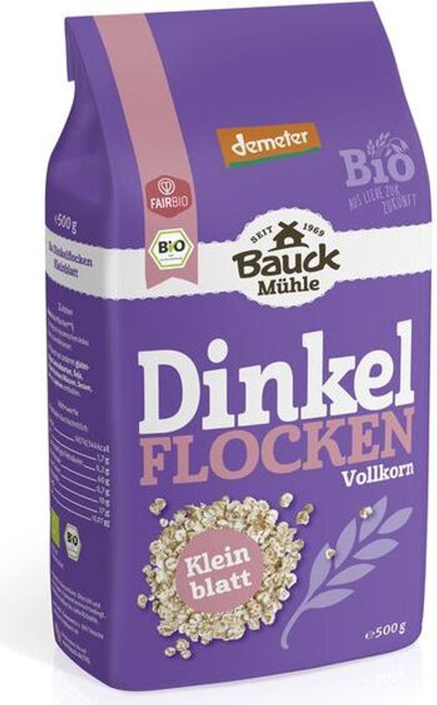 Bauckhof Dinkelflocken Kleinblatt Demeter -- 500g x 6  - 6er Pack VPE