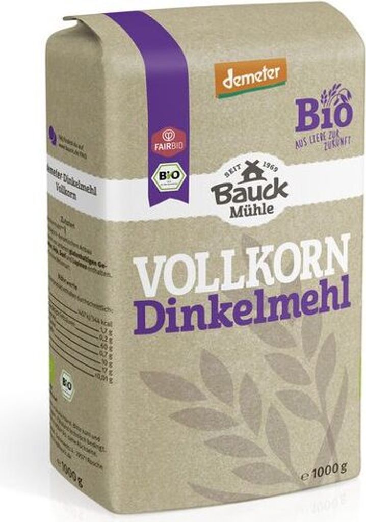 Bauckhof Spelt Flour Whole Grain Demeter -- 1000g x 10 - 10 Pack VPE