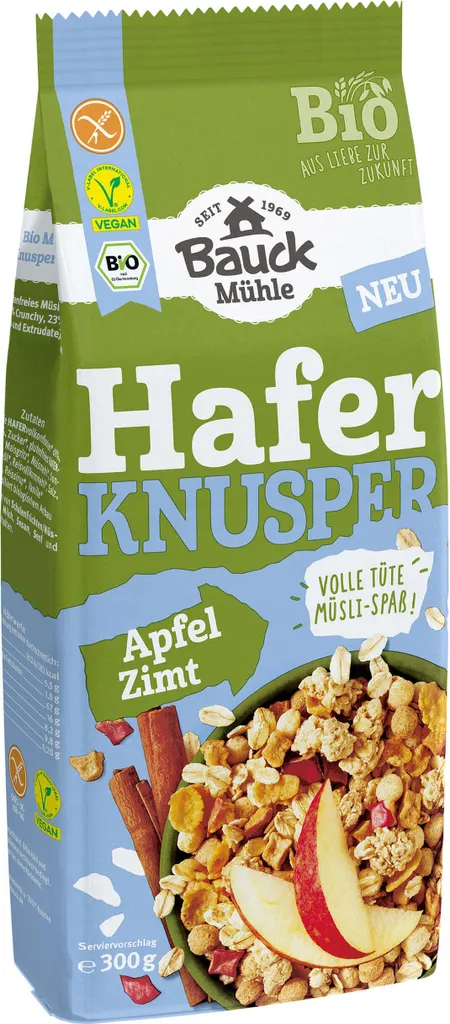Bauckhof - Hafer Knusper Müsli Apfel Zimt - 300g