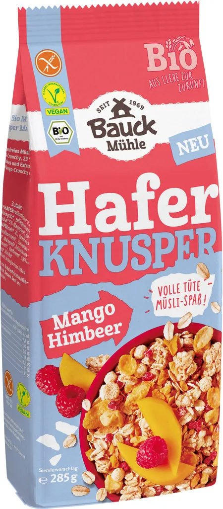 Bauckhof Hafer Knusper Müsli Mango Himbeere -- 285g