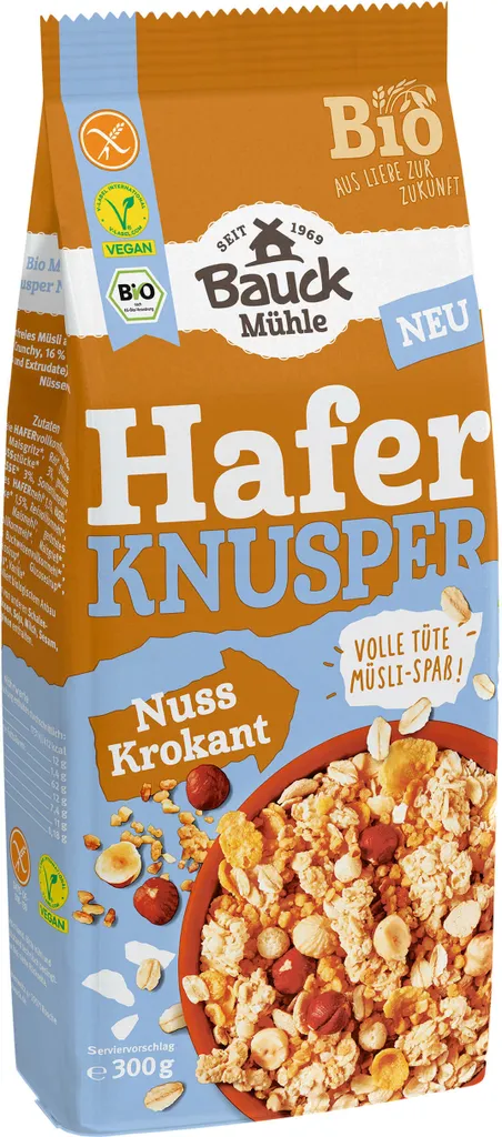 Bauckhof Hafer Knusper Müsli Nuss Krokant -- 300g