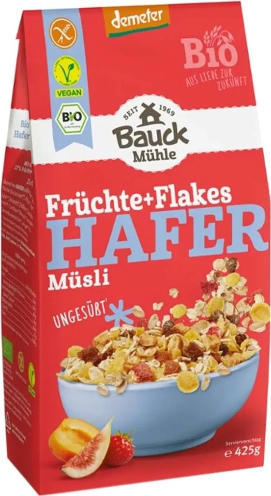 Bauckhof Hafer Müsli Früchte+Flakes Demeter glutenfrei -- 425g