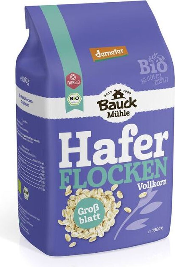 Bauckhof Haferflocken Großblatt Demeter -- 1000g x 4  - 4er Pack VPE