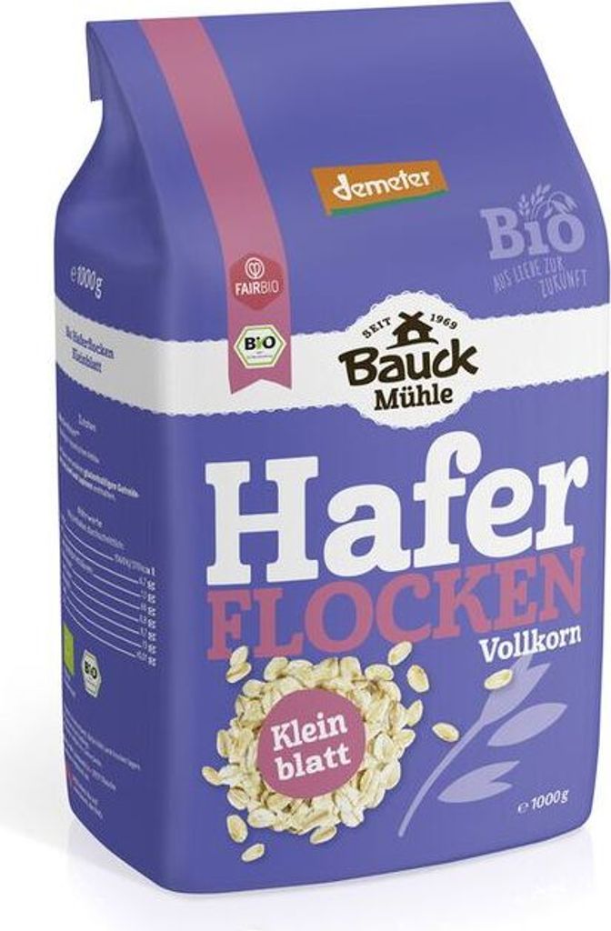 Bauckhof Haferflocken Kleinblatt Demeter -- 1000g x 4  - 4er Pack VPE