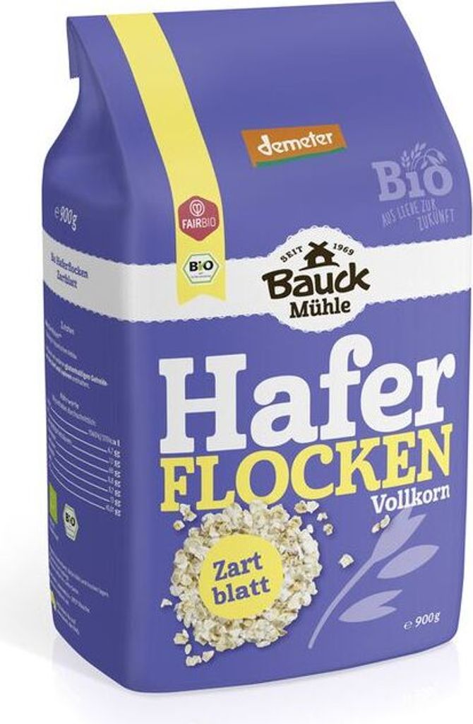 Bauckhof Haferflocken Zartblatt Demeter -- 900g x 4  - 4er Pack VPE