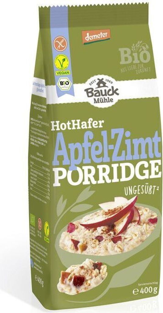 Bauckhof Hot Hafer Apfel-Zimt glutenfrei Demeter -- 400g x 6  - 6er Pack VPE