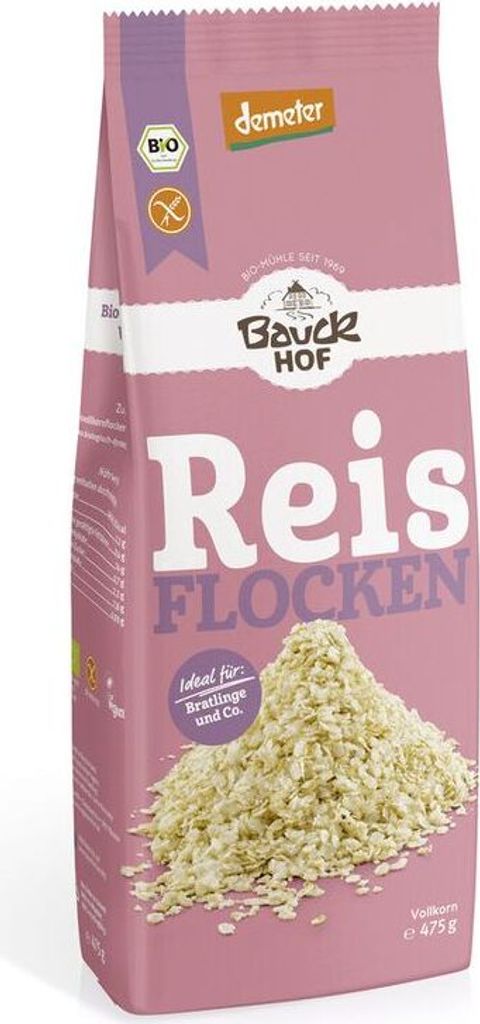 Bauckhof Reisflocken Vollkorn glutenfrei Demeter -- 475g x 6  - 6er Pack VPE