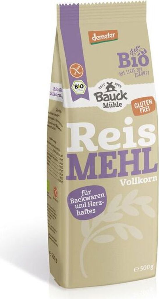 Bauckhof Whole Grain Rice Flour -- 500g x 6 - 6-pack