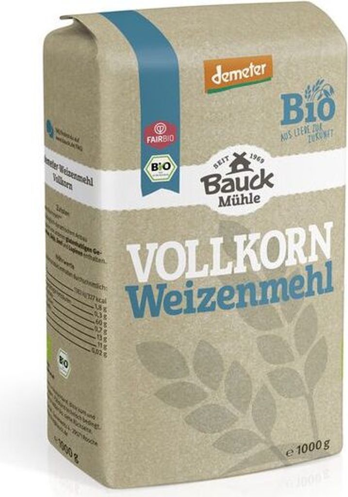 Bauckhof Wheat Flour Whole Grain Demeter -- 1000g x 10 - 10 Pack VPE