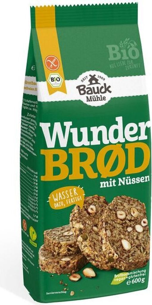 Bauckhof Wunderbrød mit Nüssen glutenfrei-- 600g x 6  - 6er Pack VPE