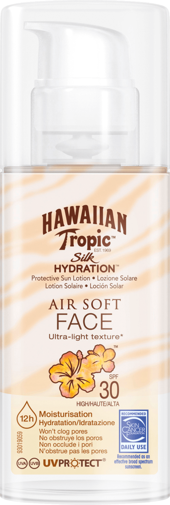 Hawaiian Tropic Air Soft Silk Hydration Face Cream Spf 30, 50 Ml