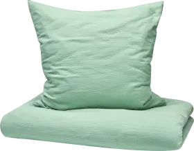 Muslin bed linen set, green, 135 x 200 + 80 x 80 cm, 1 piece