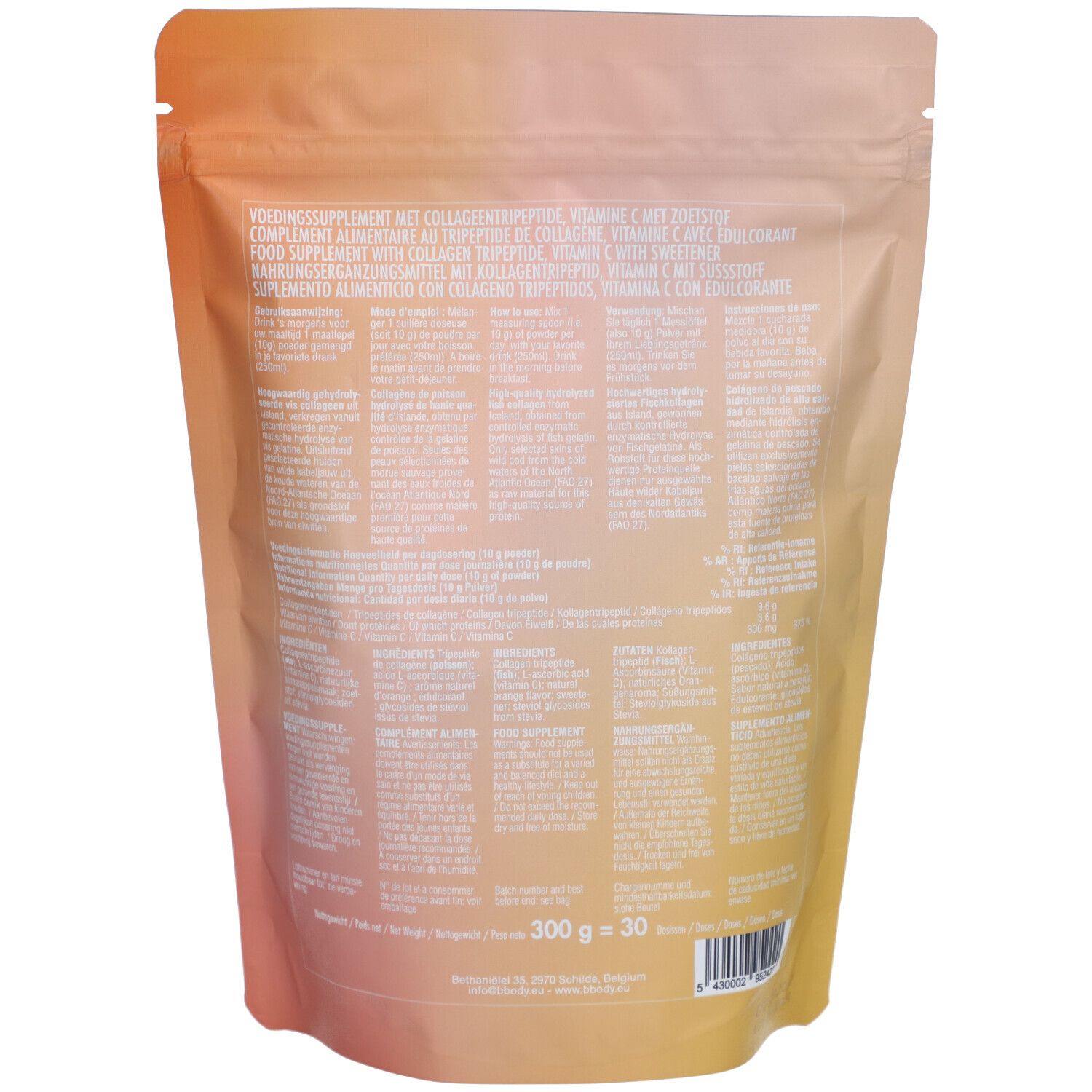 BBODY TRIPEPTID Collagen + Vitamin C – with orange flavor, 1 month supply