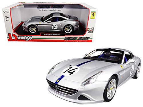 Bburago 76103 Ferrari California The Hot Rod 2016 1/18 Scale, Silver/Blue