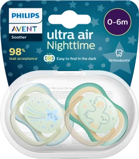 Schnuller Ultra Air Night, green/white, 0-6 months, 1 hour