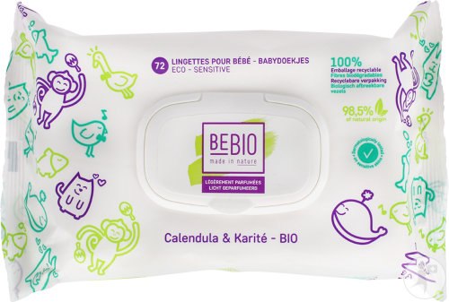 Bebio baby wipes lightly scented calendula and shea organic 72 pieces