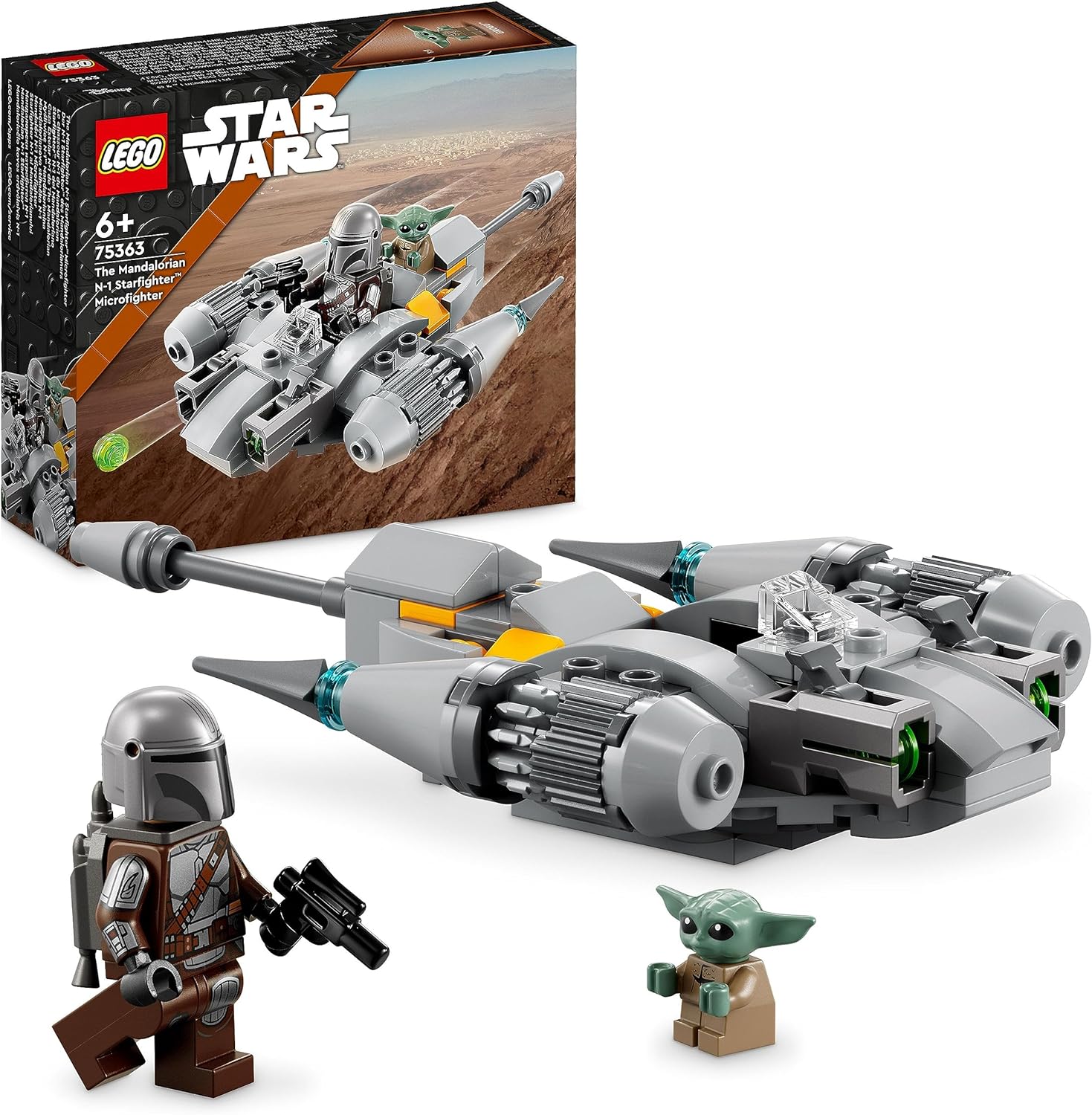 LEGO 75363 Star Wars N-1 Starfighter of the Mandalorian - Microfighter Micro Building Toy, The Book of Boba Fett Vehicle with Baby Yoda Figure Grogu, Gift for Children, Boys, Girls from 6 Years
