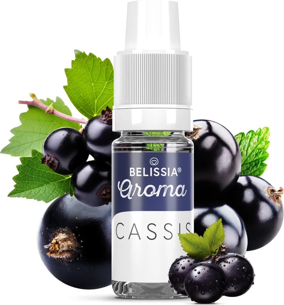 Belissia food flavoring Cassis - 10ml high-dose flavor - calorie-free, vegan - for food, drinks, shakes, quark, fog machine, diffuser and much more.