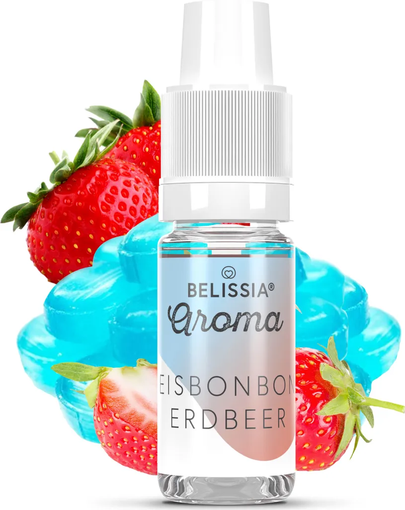 Belissia Food Flavoring Ice Candy Strawberry - 10ml High-Dose Flavoring - Calorie-Free, Vegan - For Food, Drinks, Shakes, Quark, Fog Machines, and Much More