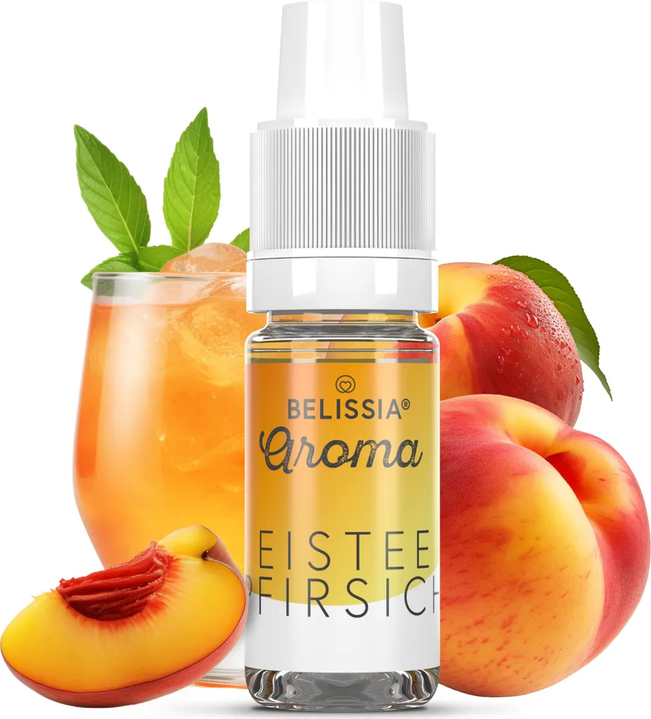 Belissia food flavoring iced tea peach - 10ml high-dose flavor - calorie-free, vegan - for food, drinks, shakes, quark, fog machines and much more.