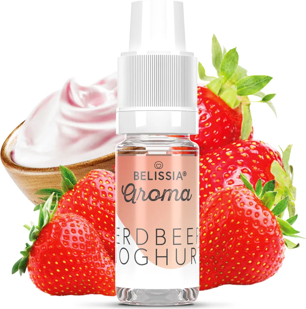 Belissia food flavoring strawberry yogurt - 10ml high-dose flavor - calorie-free, vegan - for food, drinks, shakes, quark, fog machines and much more.