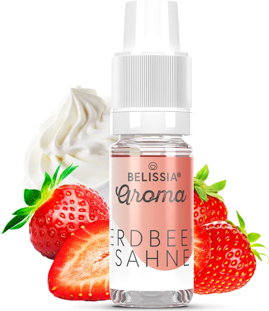 Belissia food flavoring strawberry cream - 10ml high-dose flavor - calorie-free, vegan - for food, drinks, shakes, quark, fog machines and much more.