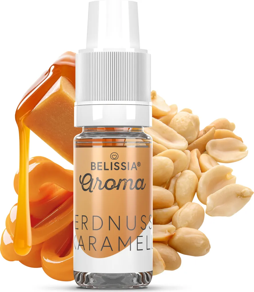 Belissia food flavoring peanut caramel - 10ml high-dose flavor - calorie-free, vegan - for food, drinks, shakes, quark, fog machines and much more.