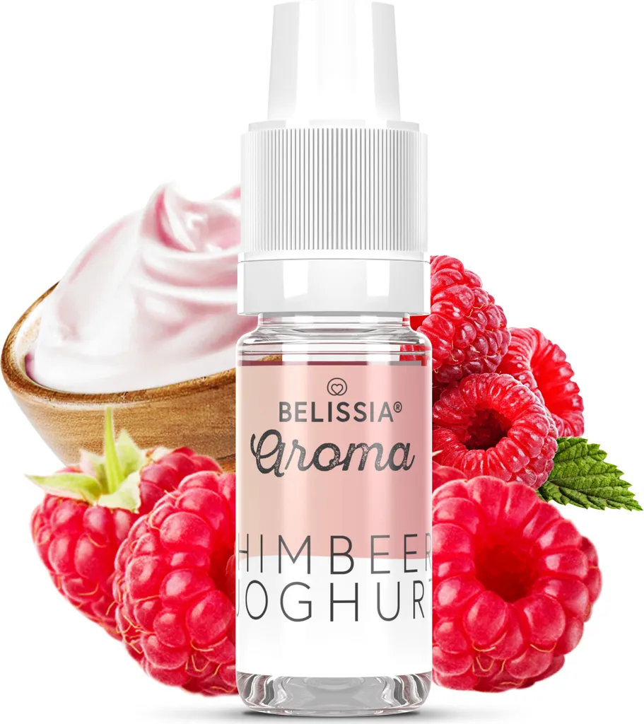Belissia food flavoring raspberry yogurt - 10ml high-dose flavor - calorie-free, vegan - for food, drinks, shakes, quark, fog machines and much more.