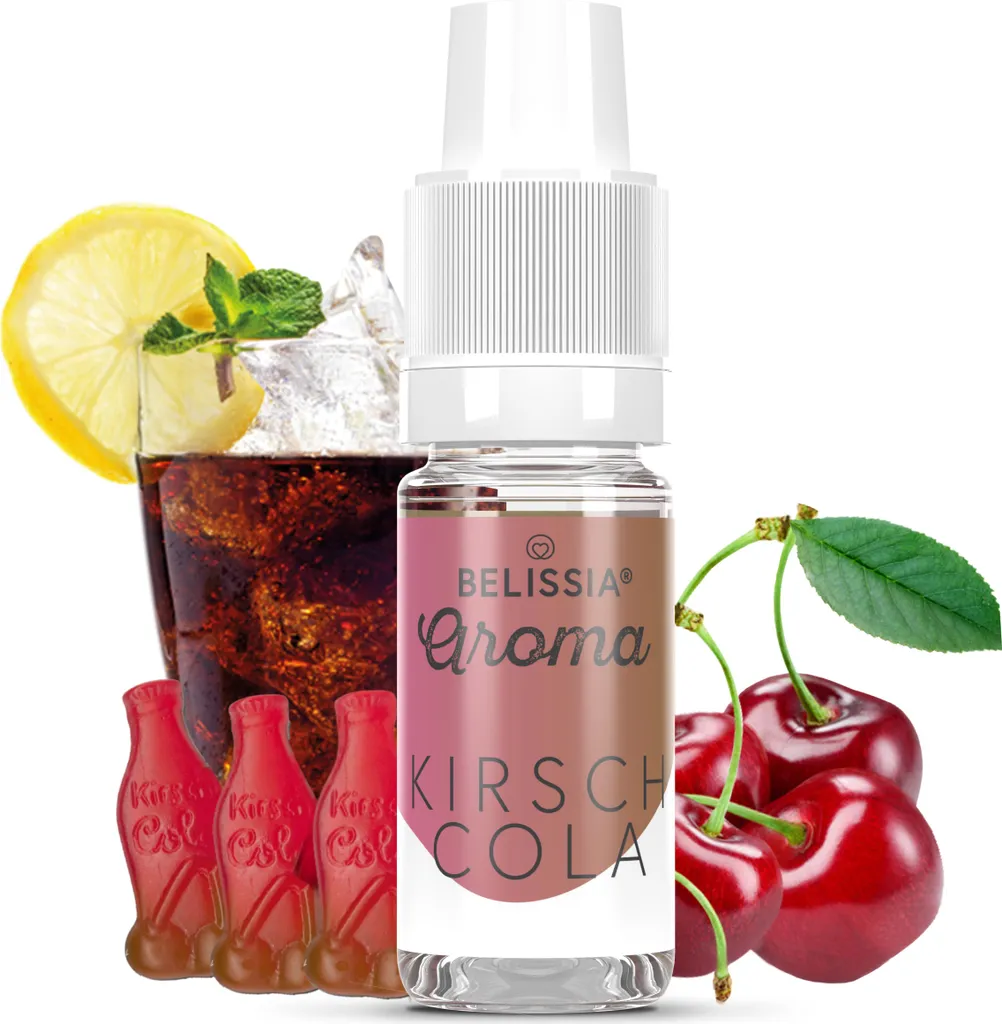 Belissia food flavoring cherry cola - 10ml high-dose flavor - calorie-free, vegan - for food, drinks, shakes, quark, fog machines and much more.