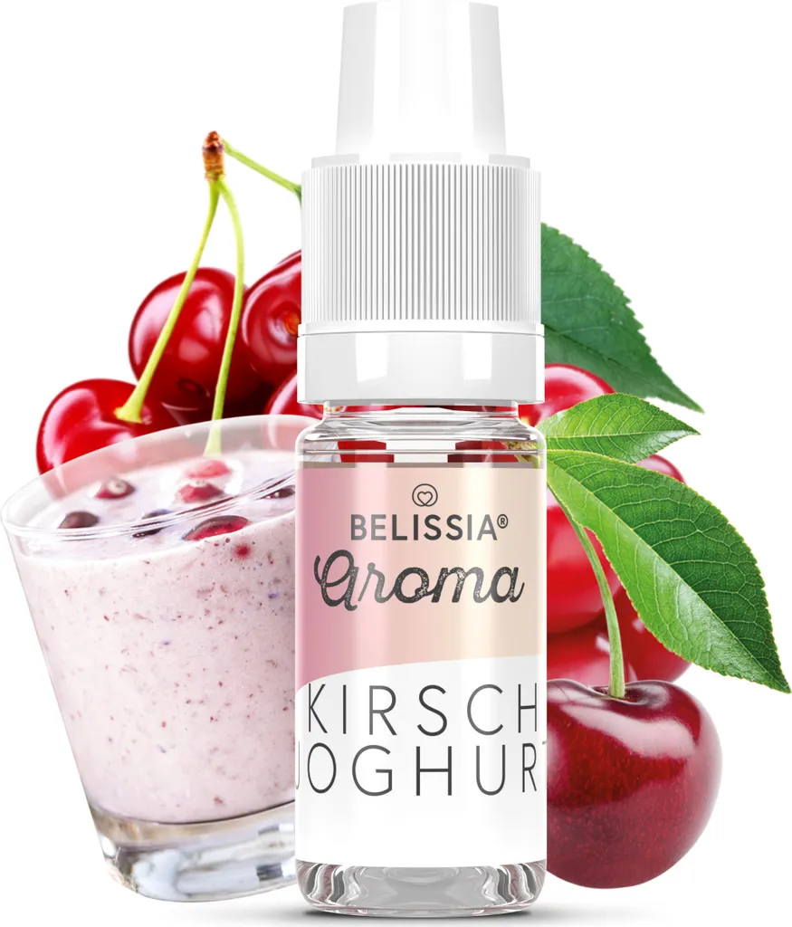 Belissia food flavoring cherry yogurt - 10ml high-dose flavor - calorie-free, vegan - for food, drinks, shakes, quark, fog machines and much more.