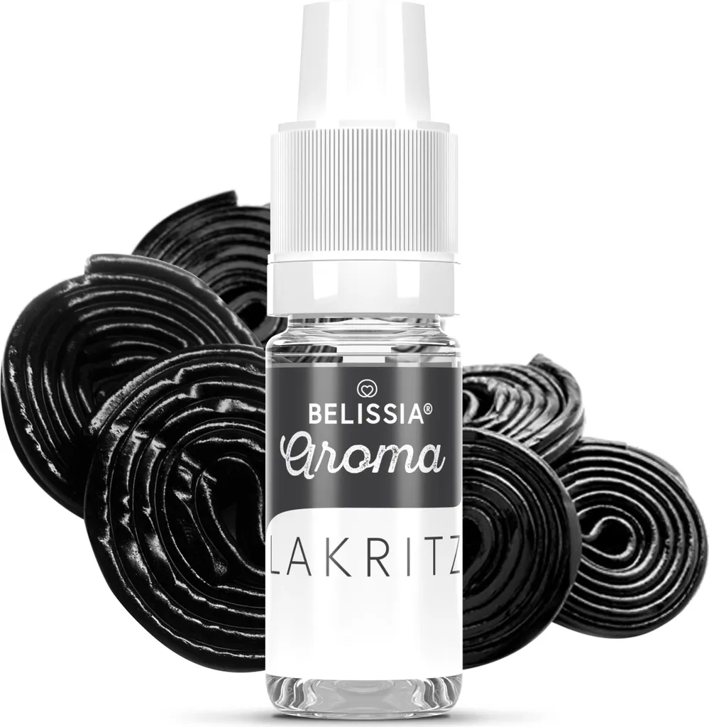 Belissia Liquorice Food Flavoring - 10ml High-Dose Flavoring - Calorie-Free, Vegan - For Food, Drinks, Shakes, Quark, Fog Machines, and Much More