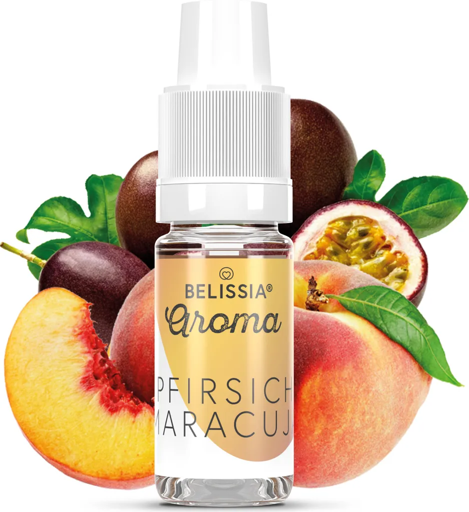 Belissia food flavoring peach-passion fruit - 10ml high-dose flavor - calorie-free, vegan - for food, drinks, shakes, quark, diffusers, and much more.
