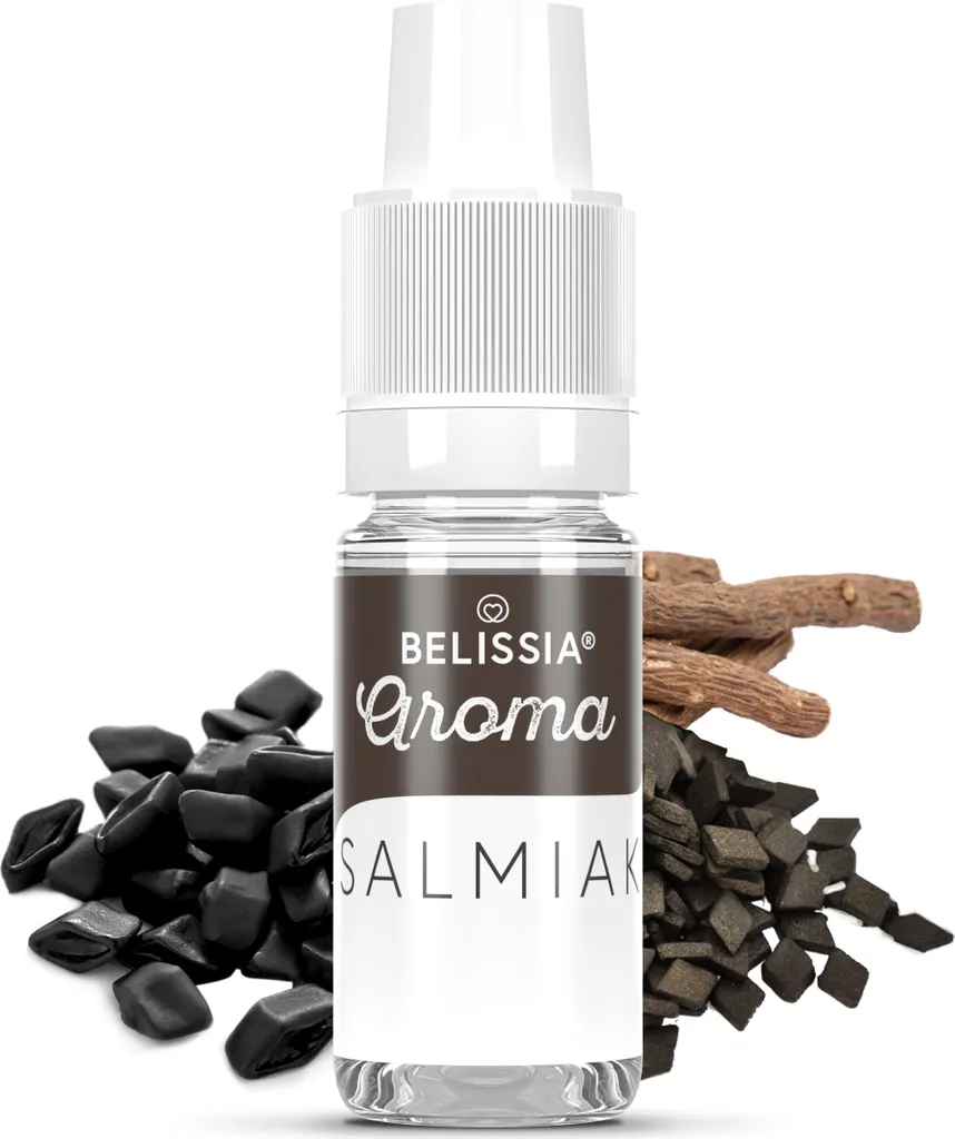 Belissia Food Flavoring Salmiak - 10ml High-Dose Flavoring - Calorie-Free, Vegan - For Food, Drinks, Shakes, Quark, Fog Machines, Diffusers, and Much More