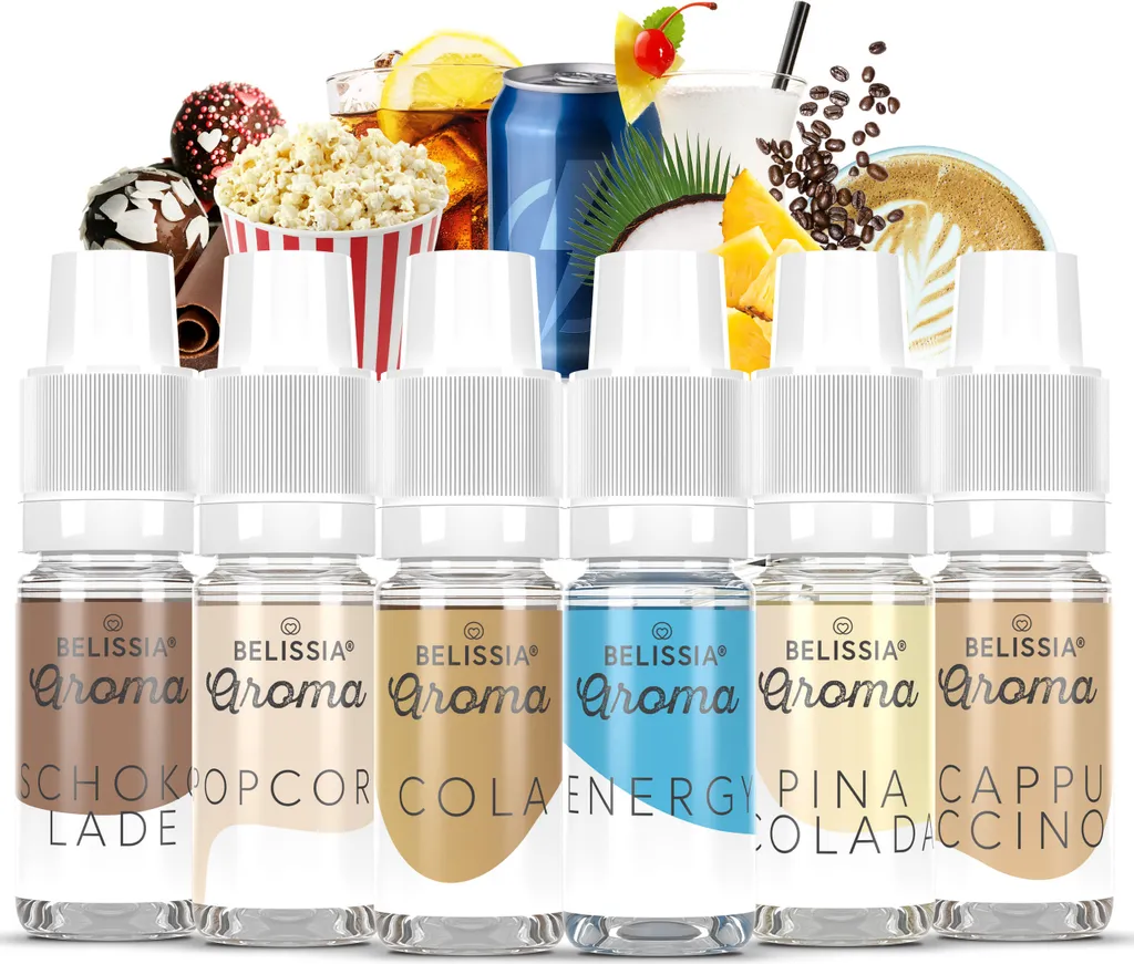 Belissia Food Flavoring Set Special Taste Experiences - 6x10ml High-Dose Flavoring - Calorie-Free, Vegan - For Food, Drinks, Shakes and much more.