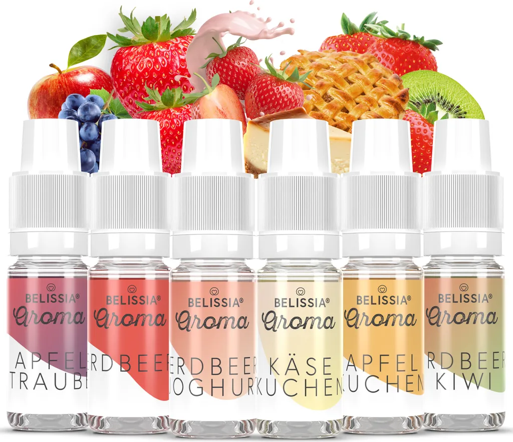 Belissia food flavor set Dessert Delight - 6x10ml high-dose flavor - calorie-free, vegan - for food, drinks, shakes, quark, fog machine, diffuser, room fragrance and much more.