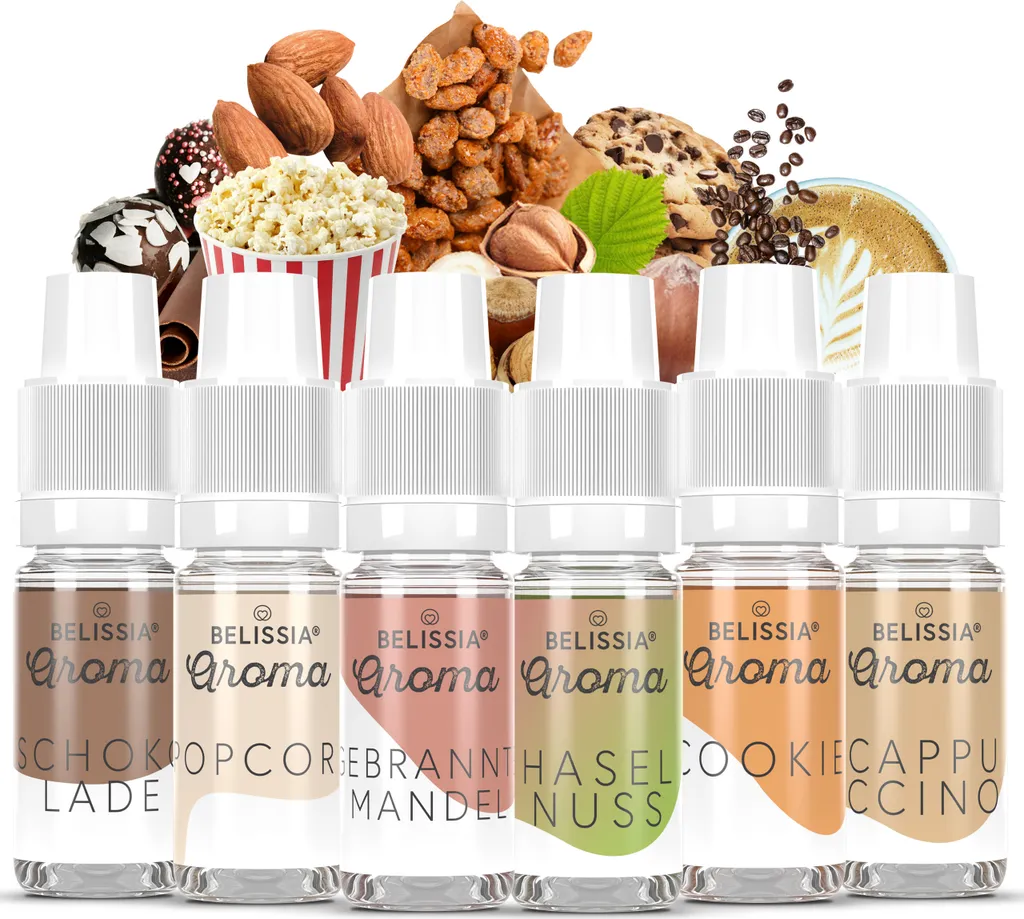 Belissia food flavoring set coffee break - 6x10ml high-dose flavoring - calorie-free, vegan - for food, drinks, shakes, quark and much more.