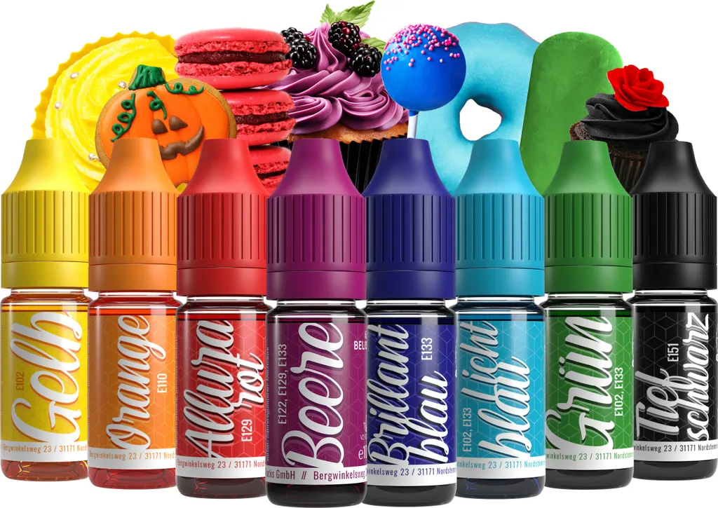 Belissia Food Coloring Set – 8x10ml liquid & highly concentrated – Food-safe food coloring for baking, cooking, fondant & DIY – vegan