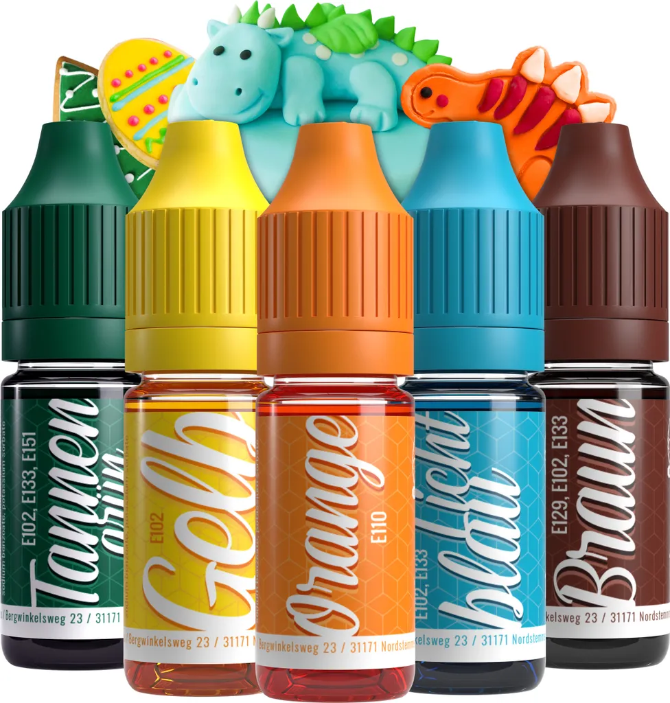 Belissia Dino Food Coloring Set – 5x10ml liquid & highly concentrated – Food-safe food coloring for baking, cooking, fondant & DIY – vegan