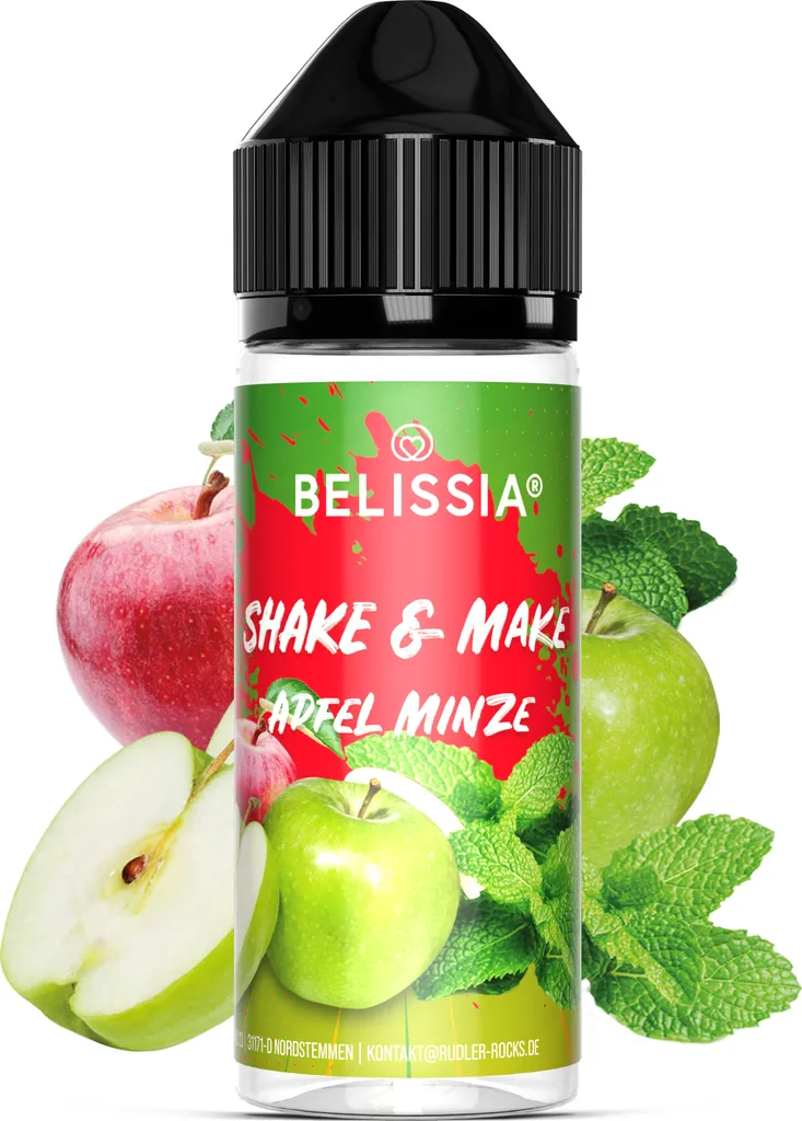 Belissia Shake and Make Apple Mint - 10ml high-dose food flavoring + 120ml shaker bottle - For baking, food, drinks, shakes & room fragrance
