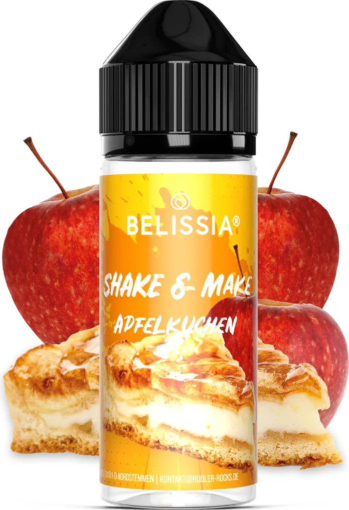 Belissia Shake and Make Apple Pie - 10ml high-dose food flavor + 120ml shaker bottle - For baking, food, drinks, shakes & room fragrance