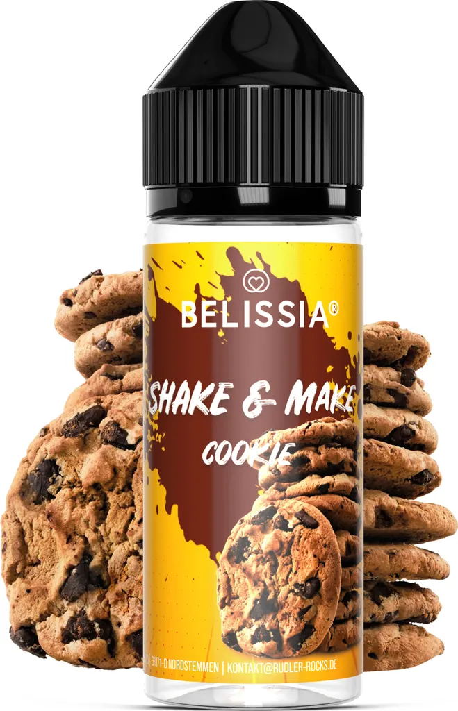 Belissia Shake and Make Cookie - 10ml high-dose food flavoring + 120ml shaker bottle - For baking, food, drinks, shakes, DIY & room fragrance