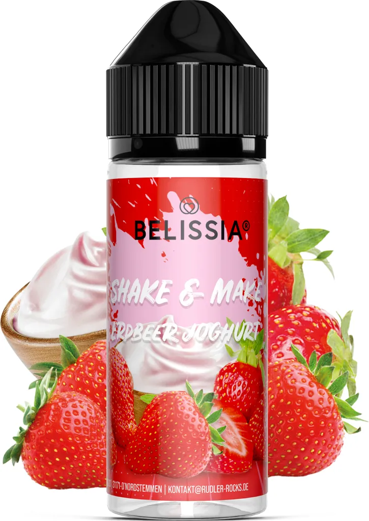 Belissia Shake and Make Strawberry Yogurt - 10ml high-dose food flavoring + 120ml shaker bottle - For baking, food, drinks, DIY & room fragrance