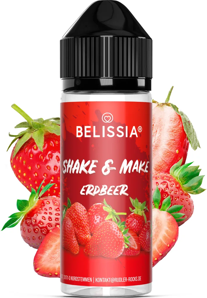 Belissia Shake and Make Strawberry - 10ml high-dose food flavoring + 120ml shaker bottle - For baking, food, drinks, shakes, DIY & room fragrance