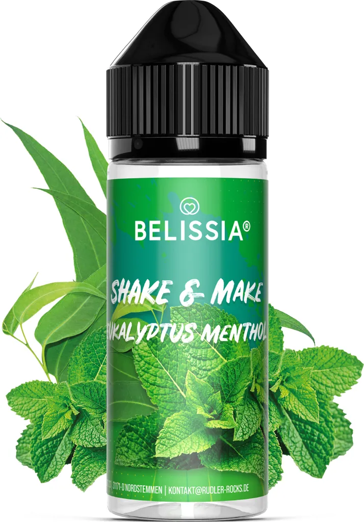 Belissia Shake and Make Eucalyptus-Menthol - 10ml high-dose food flavoring + 120ml shaker bottle - For baking, food, drinks & room fragrance